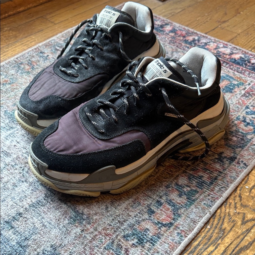 Balenciaga Triple S Black and Purple Sneakers